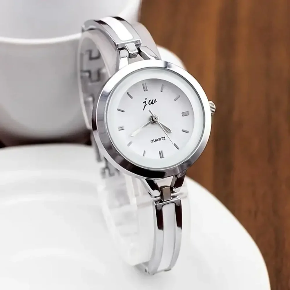 Silver Stainless Steel Women's Quartz Watch White
